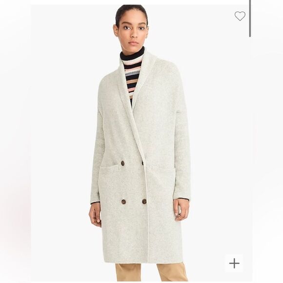 J. CREW Double Breasted Wool Blend Cardigan Coat In Cream Size M - Picture 3 of 11